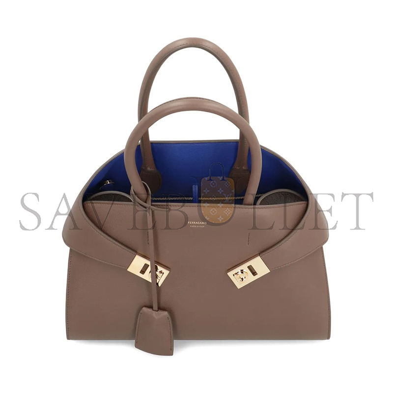 FERRAGAMO SMALL HUG LEATHER TOTE BAG 215608 (31.5*22*19cm)
